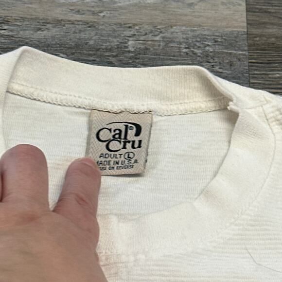 Space Needle Shirt Vintage Mens L Seattle Heavyweight Striped USA Flag 90s - Picture 4 of 9